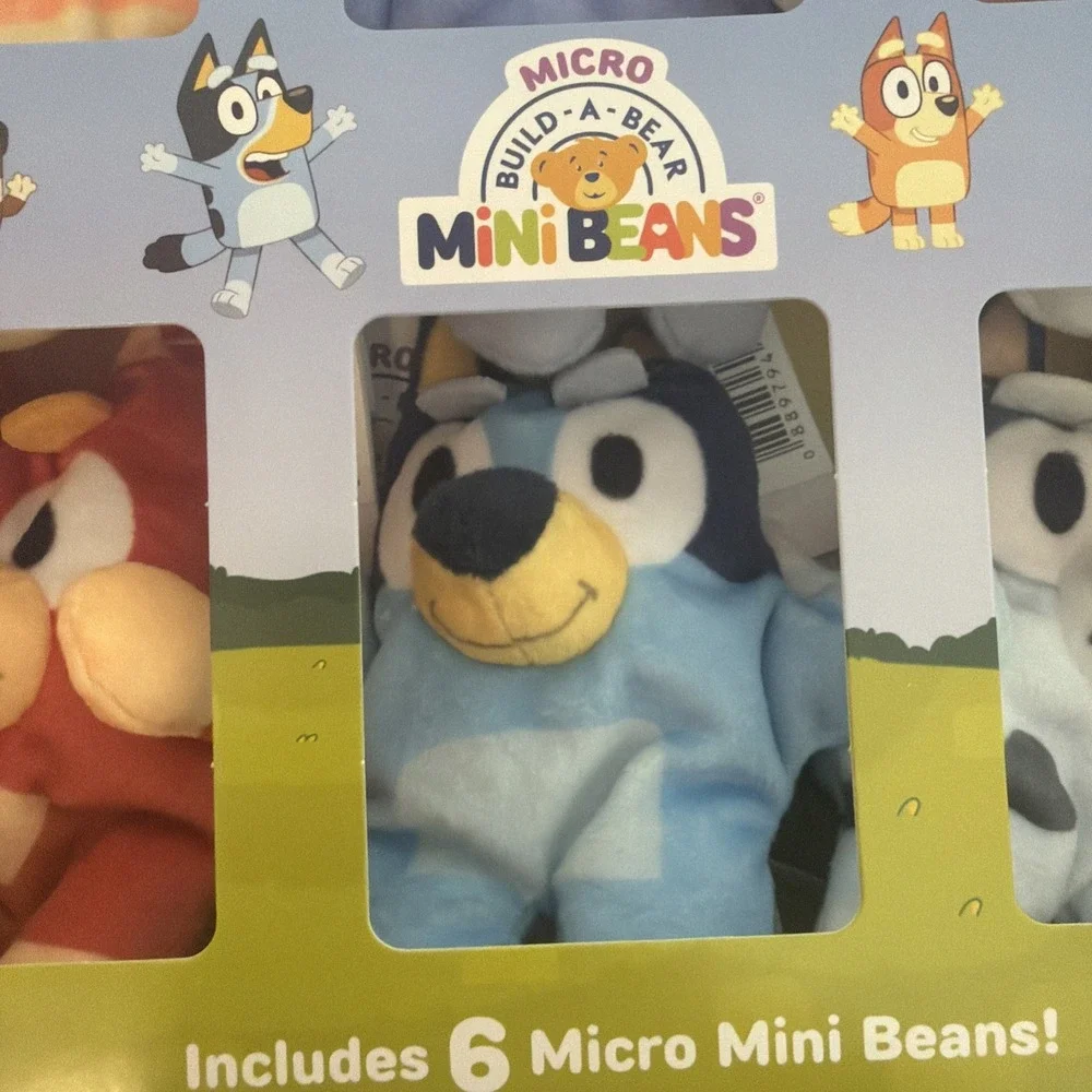 Bluey Micro Build-A-Bear Set of 6 Micro Mini Beans Plush Pack Socks Bingo Rusty
